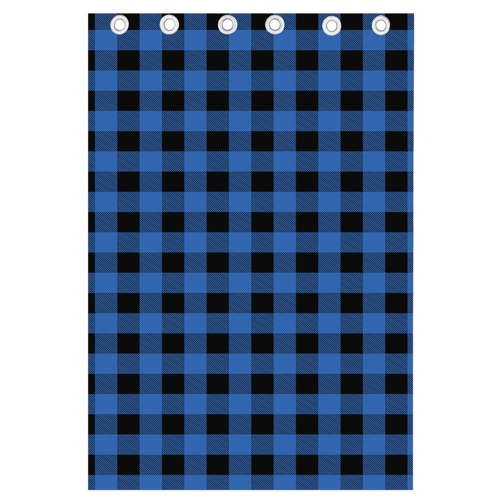 Blue And Black Buffalo Plaid Print Curtain
