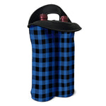 Blue And Black Buffalo Plaid Print Double Neoprene Wine Tote