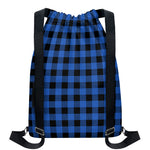 Blue And Black Buffalo Plaid Print Drawstring Backpack