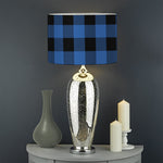 Blue And Black Buffalo Plaid Print Drum Lamp Shade