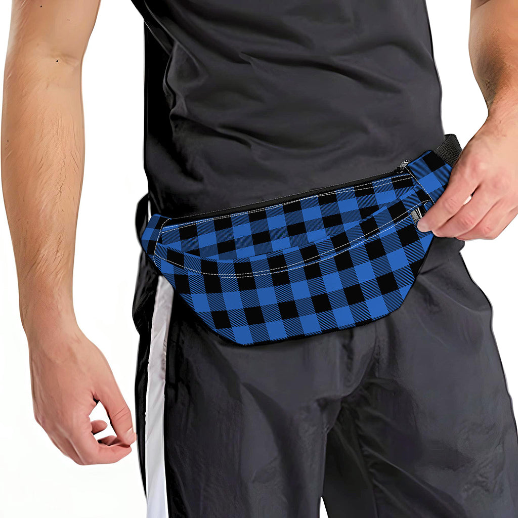 Blue And Black Buffalo Plaid Print Fanny Pack