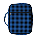 Blue And Black Buffalo Plaid Print Front Pocket Bible Bag