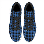 Blue And Black Buffalo Plaid Print High Top Leather Sneakers
