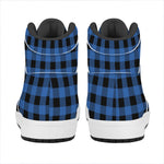 Blue And Black Buffalo Plaid Print High Top Leather Sneakers