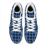 Blue And Black Buffalo Plaid Print High Top Leather Sneakers