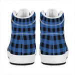 Blue And Black Buffalo Plaid Print High Top Leather Sneakers