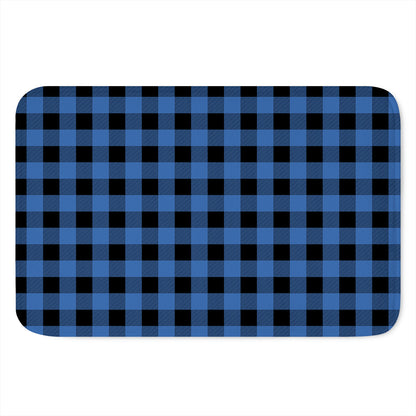 Blue And Black Buffalo Plaid Print Indoor Door Mat