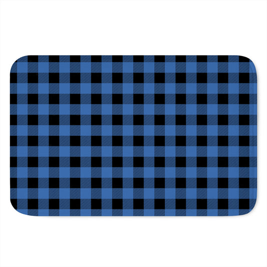 Blue And Black Buffalo Plaid Print Indoor Door Mat