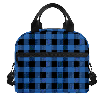 Blue And Black Buffalo Plaid Print Insulated Lunch Bag