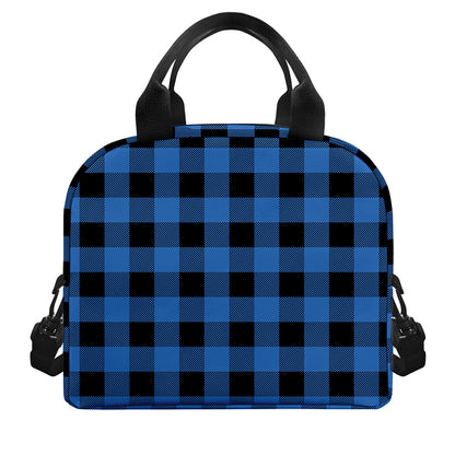 Blue And Black Buffalo Plaid Print Insulated Lunch Bag