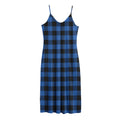 Blue And Black Buffalo Plaid Print Jersey Midi Cami Dress