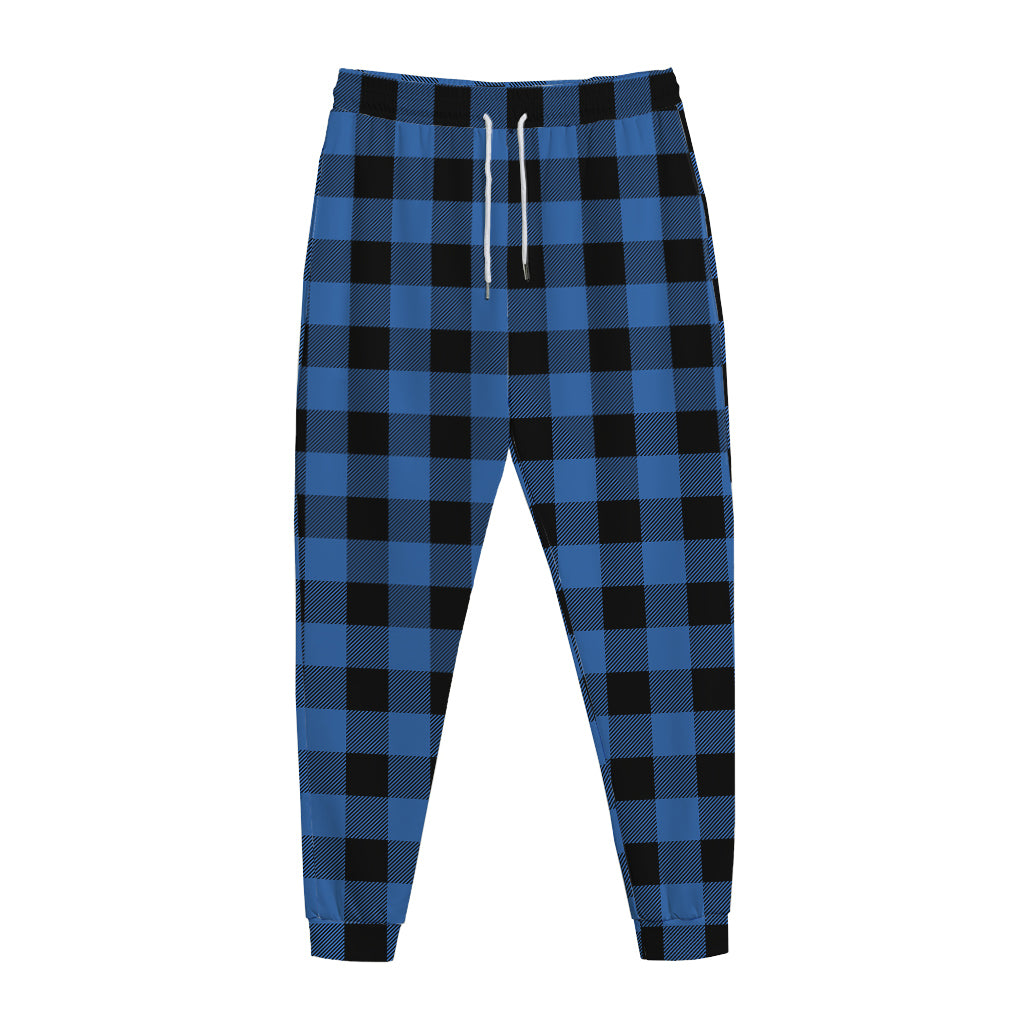 Blue And Black Buffalo Plaid Print Jogger Pants