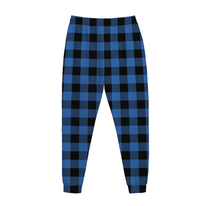 Blue And Black Buffalo Plaid Print Jogger Pants