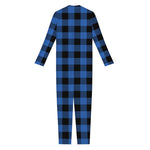 Blue And Black Buffalo Plaid Print Jumpsuit