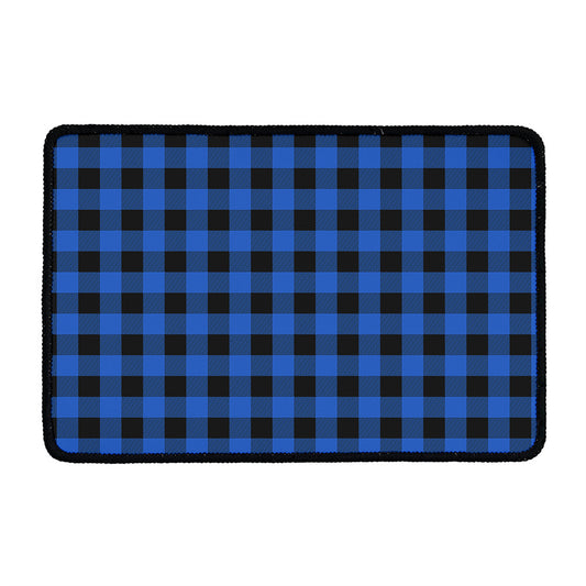 Blue And Black Buffalo Plaid Print Kitchen Mat