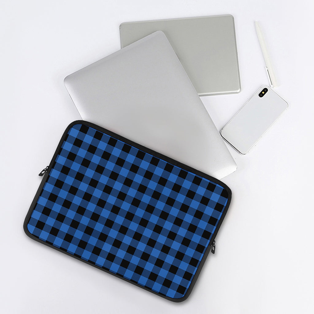 Blue And Black Buffalo Plaid Print Laptop Sleeve