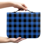 Blue And Black Buffalo Plaid Print Leather Bible Cover