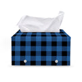 Blue And Black Buffalo Plaid Print Leather Tissue Box Cover