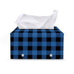 Blue And Black Buffalo Plaid Print Leather Tissue Box Cover