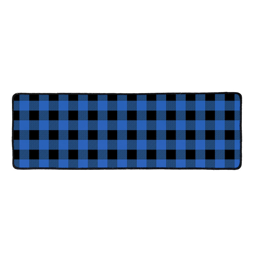 Blue And Black Buffalo Plaid Print Long Kitchen Mat