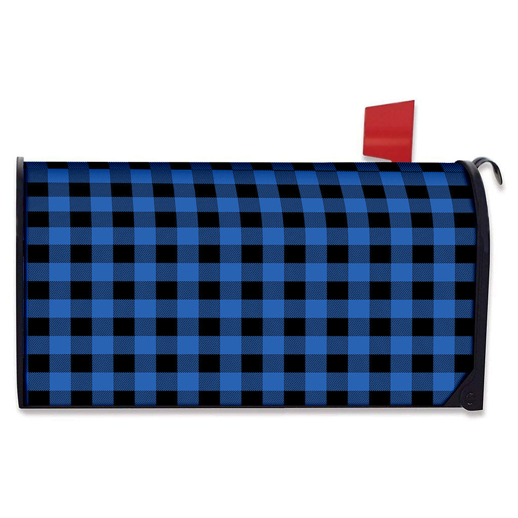 Blue And Black Buffalo Plaid Print Mailbox Cover