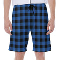 Blue And Black Buffalo Plaid Print Men's Beach Shorts