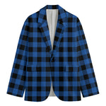 Blue And Black Buffalo Plaid Print Men's Blazer