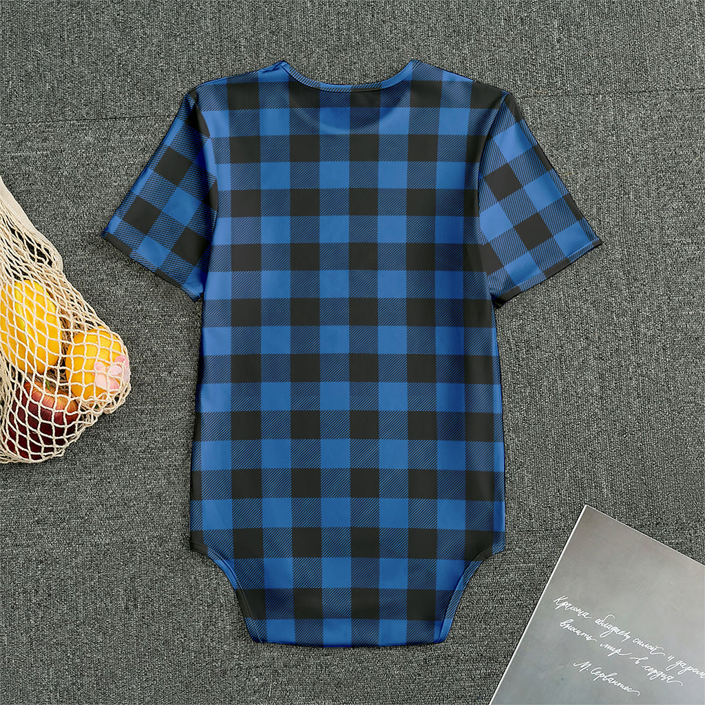 Blue And Black Buffalo Plaid Print Men's Bodysuit