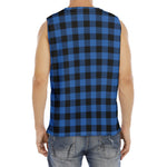 Blue And Black Buffalo Plaid Print Men's Fitness Tank Top