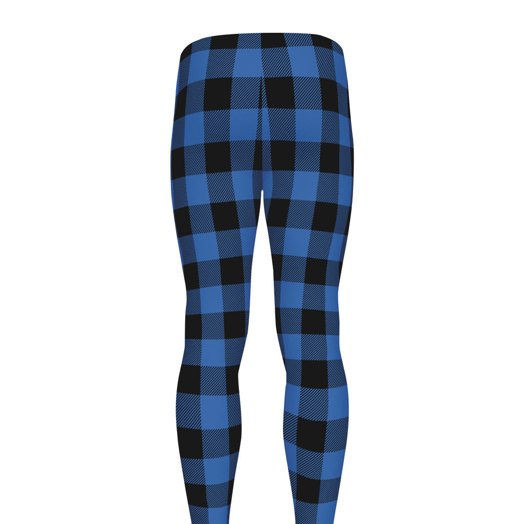 Blue And Black Buffalo Plaid Print Men's leggings