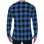 Blue And Black Buffalo Plaid Print Men's Long Sleeve T-Shirt
