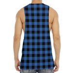 Blue And Black Buffalo Plaid Print Men's Muscle Tank Top