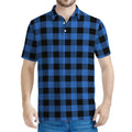 Blue And Black Buffalo Plaid Print Men's Polo Shirt