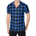 Blue And Black Buffalo Plaid Print Men's Shirt