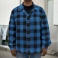 Blue And Black Buffalo Plaid Print Men's Shirt Jacket