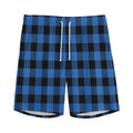 Blue And Black Buffalo Plaid Print Men's Athletic Shorts