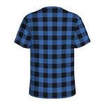 Blue And Black Buffalo Plaid Print Men's Sports T-Shirt