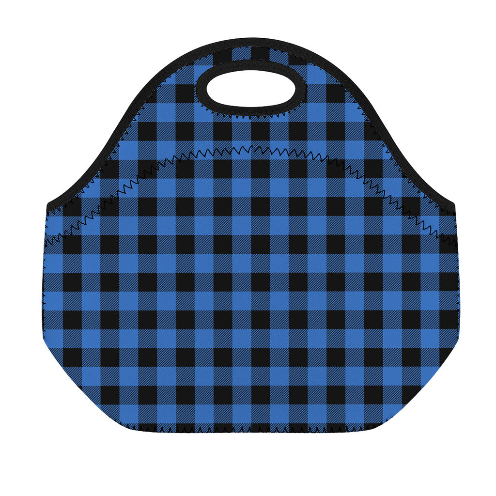 Blue And Black Buffalo Plaid Print Neoprene Lunch Bag