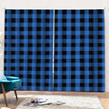 Blue And Black Buffalo Plaid Print Pencil Pleat Curtains