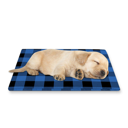 Blue And Black Buffalo Plaid Print Pet Cooling Mat Cover