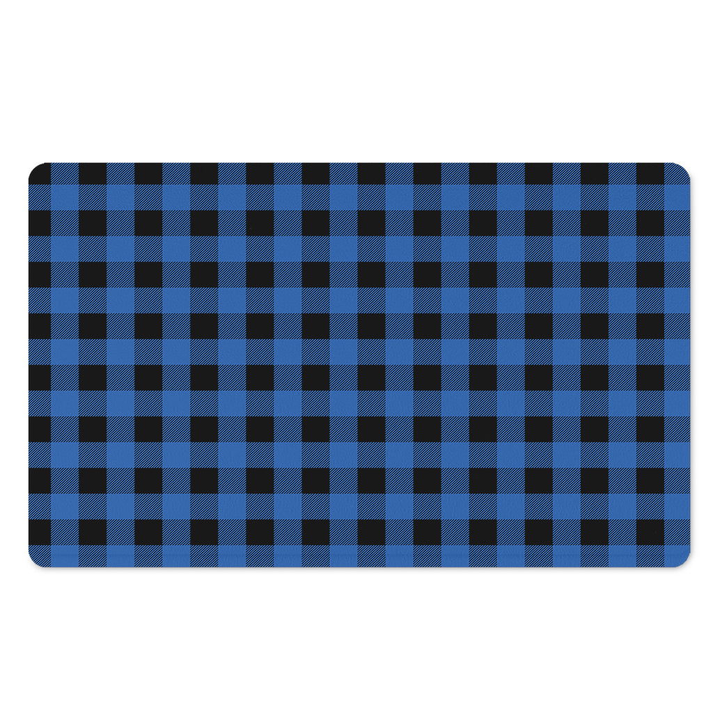 Blue And Black Buffalo Plaid Print Polyester Doormat