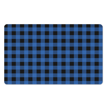 Blue And Black Buffalo Plaid Print Polyester Doormat