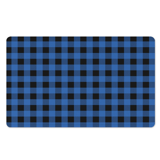 Blue And Black Buffalo Plaid Print Polyester Doormat