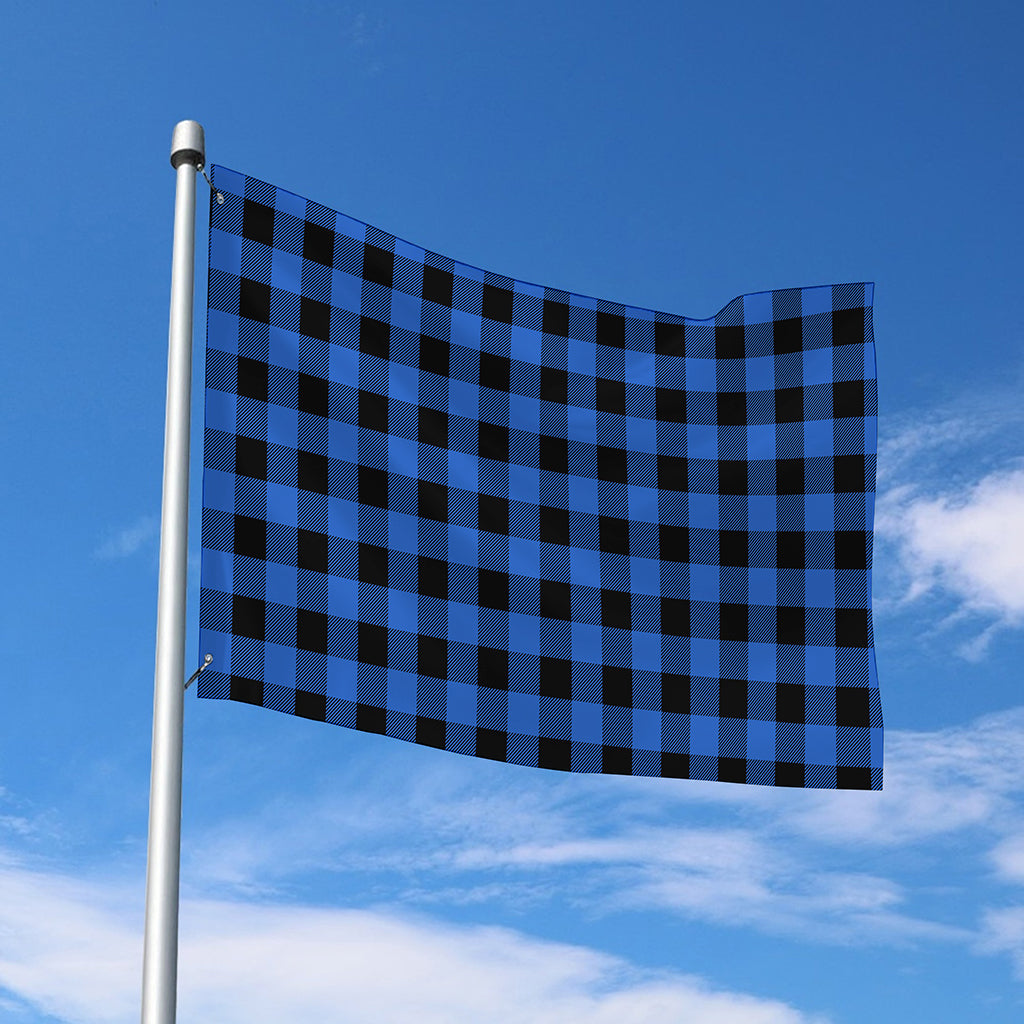 Blue And Black Buffalo Plaid Print Polyester Flag