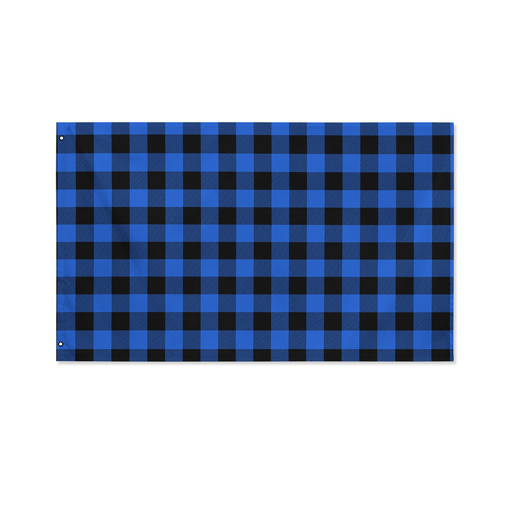 Blue And Black Buffalo Plaid Print Polyester Flag