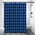 Blue And Black Buffalo Plaid Print Premium Shower Curtain