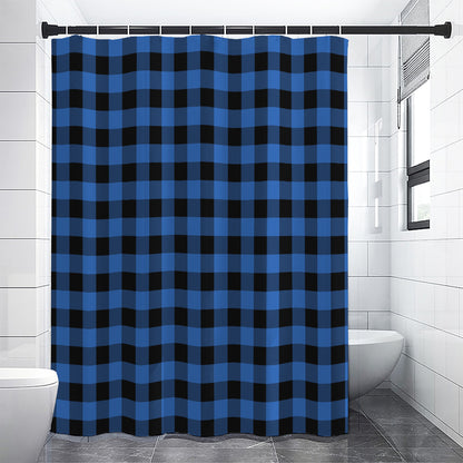 Blue And Black Buffalo Plaid Print Premium Shower Curtain