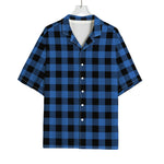 Blue And Black Buffalo Plaid Print Rayon Hawaiian Shirt