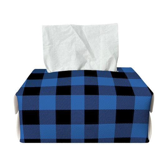 Blue And Black Buffalo Plaid Print Rectangle Tissue Box Cover