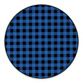 Blue And Black Buffalo Plaid Print Round Floor Mat